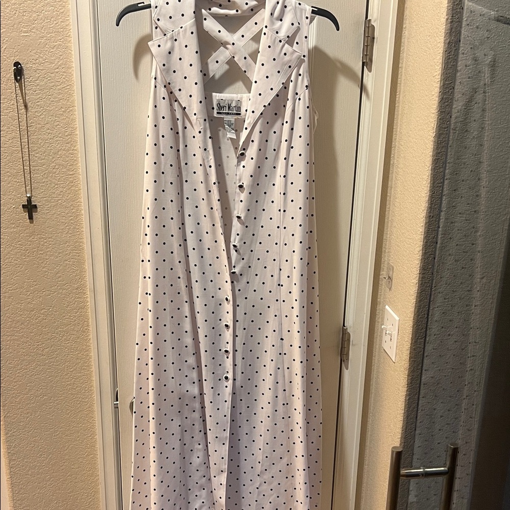 Sheri Martin White and Black Polka Dot Maxi Dress